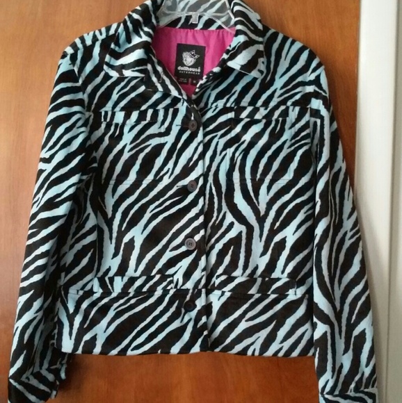 Dollhouse Jackets & Blazers - Dollhouse Blue & Black Zebra print Jacket